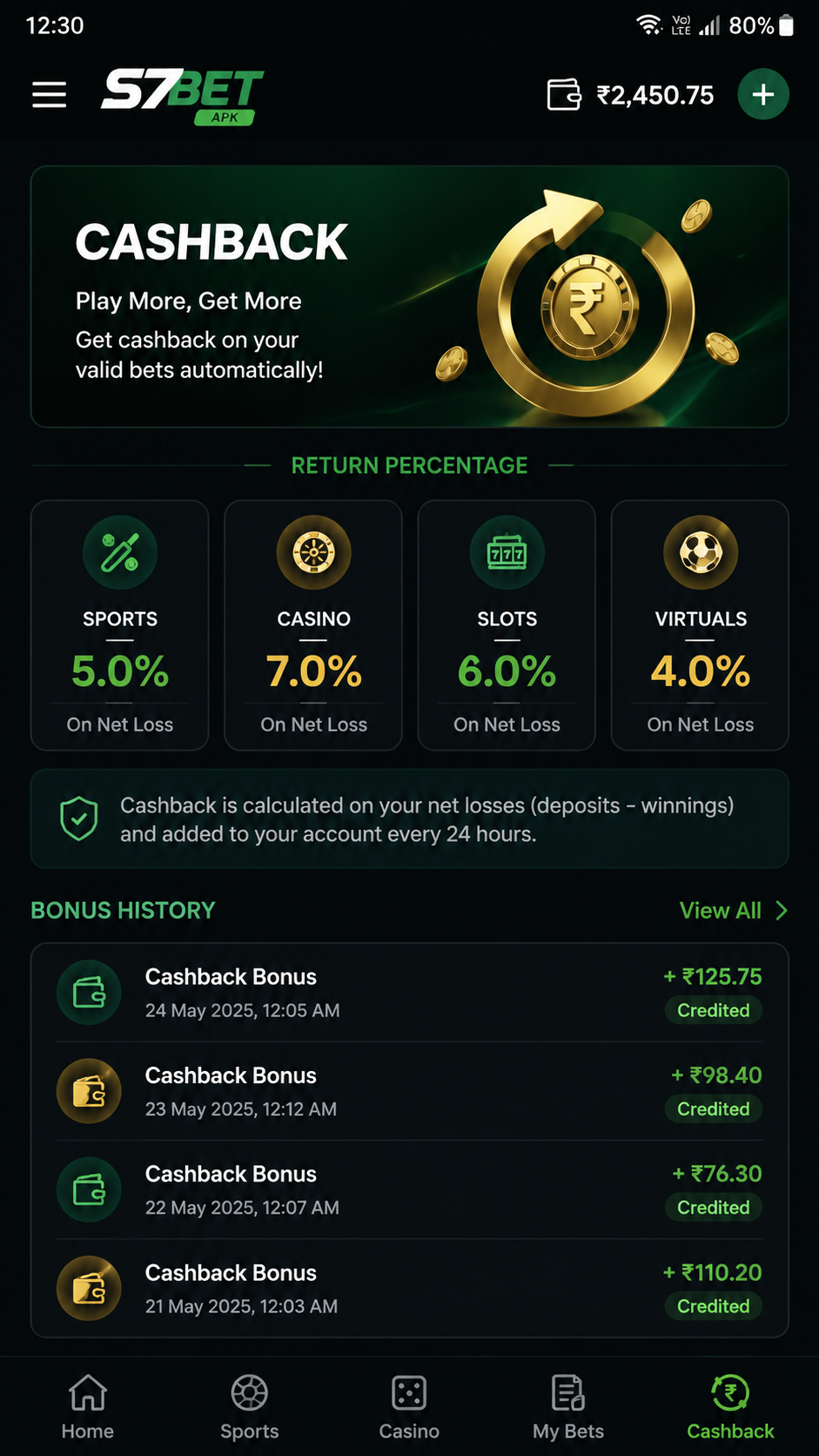 S7Bet screenshot